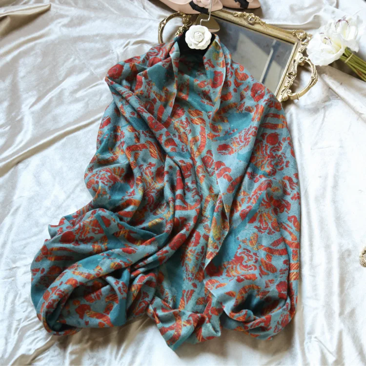 Кашемировый шарф для женщин роскошный осенний зимний теплый шарф шаль хиджаб пончо 200*110 см