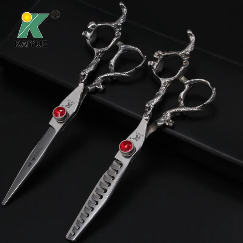 

6' Thinning Cutting Scissor Rubies Inlay Hairdresser's Scissors Barber Shears Tijeras Pelo Salon