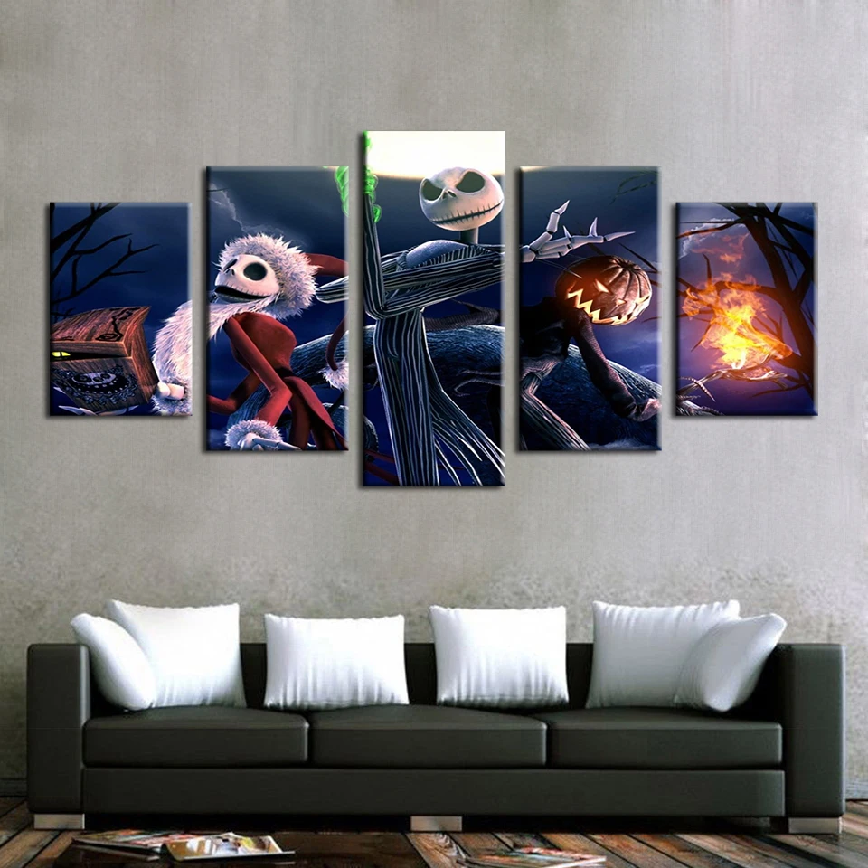 Modular Canvas Pictures Wall Art Frame 5 Piece Nightmare Before