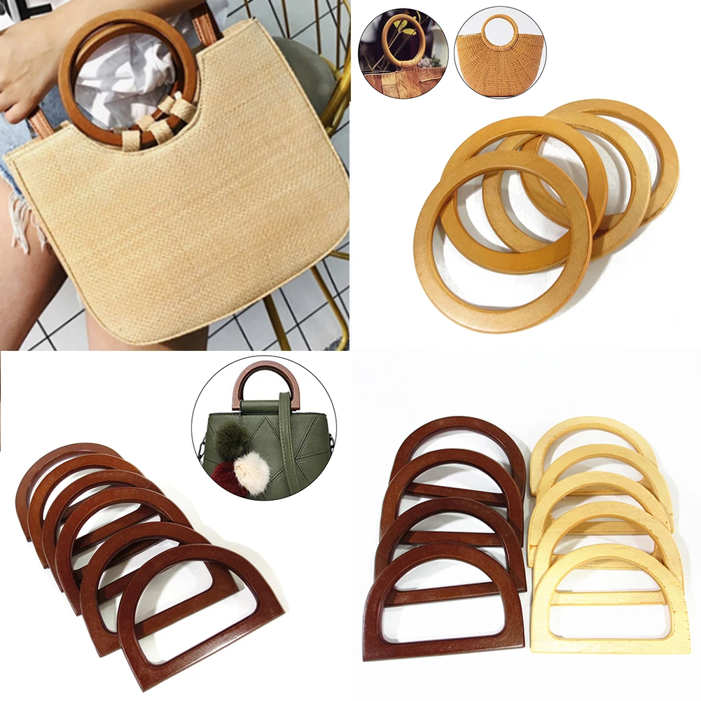 Asas redondas de madera para bolso de mano, repuesto de marco para mano hecho a mano, Asa de bricolaje, accesorios para bolsos - AliExpress Maletas y bolsas