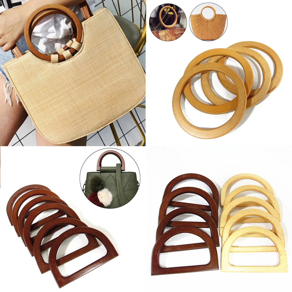 EXCEART 2pcs DIY Handbag Handles Round Bamboo Purse Bag Handles Bag Accessories for Handcrafted Handbag 