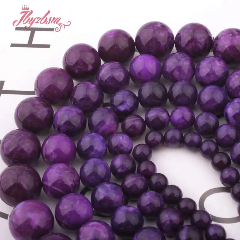 Гладкие Круглые Бусины Charoite Jades незакрепленные каменные бусины для