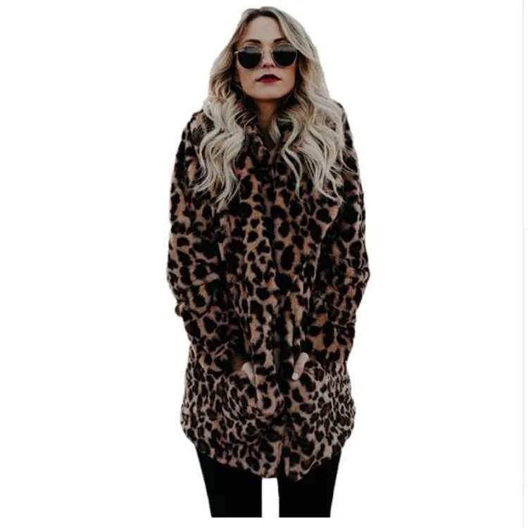 

Luxury Faux Fur Coat For Women Coat Winter Warm Fashion Leopard Artificial Fur Women's Coats Jacket