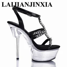 LAIJIANJINXIA 15 см красивое с блестками обувь агенты соединены укороченные сандалии, сексуальная подиумная крутая танцевальная обувь