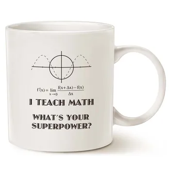 

Funny Teacher Coffee Mug Christmas Gifts - I Teach Math What's Your Superpower Unique Birthday Gifts for Teacher Ceramic Cup Wh