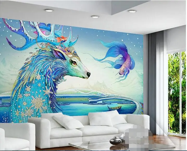 

Custom photo 3d wallpaper Non-woven mural wall sticker Goldfish dragon crown painting 3d wall room murals wallpaper