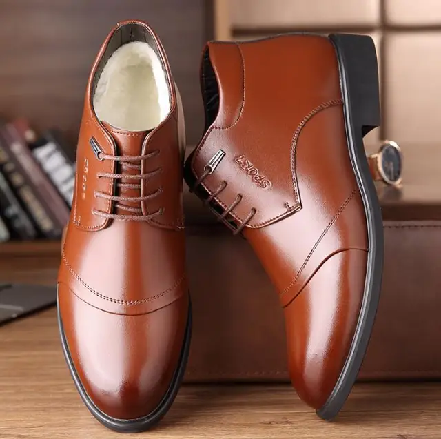 Warm Fur Men Winter Boots Big Size Mens Snow Dress Formal Shoes Male