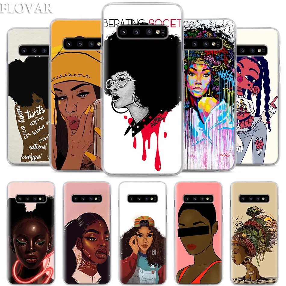 Черный чехол для телефона Melanin Poppin Queen Samsung Galaxy S10 S20 Ultra S7 S8 S9 Plus S10e Note 8 9 10 | Мобильные