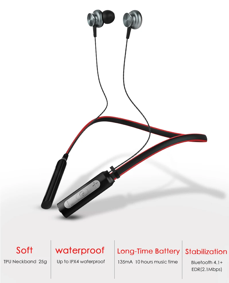 Langsdom L9 Изношенные вокруг шеи Bluetooth 4.1 Наушники Hi-Fi моды гарнитуры с микрофоном Регулируемый Беспроводной наушники Работа для телефона