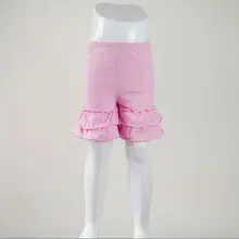 Однотонные хлопковые шорты с оборками для девочек; хлопковые шорты с оборками