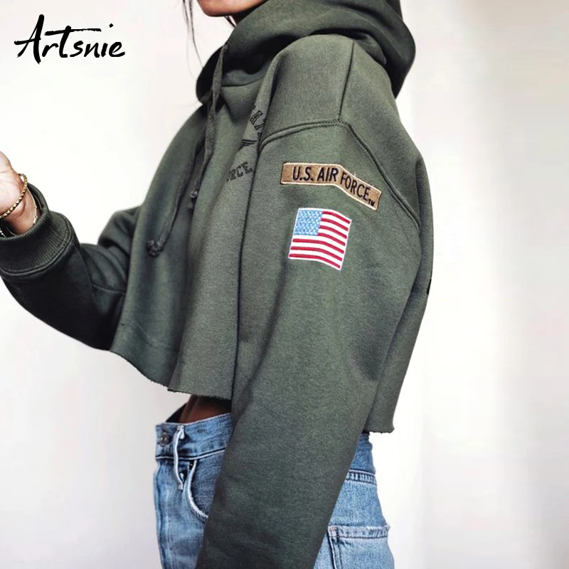 

Artsnie streetwear gray casual embroidery women sweatshirt spring 2019 hoodies streetwear knitted oversized hoodie sweatshirts