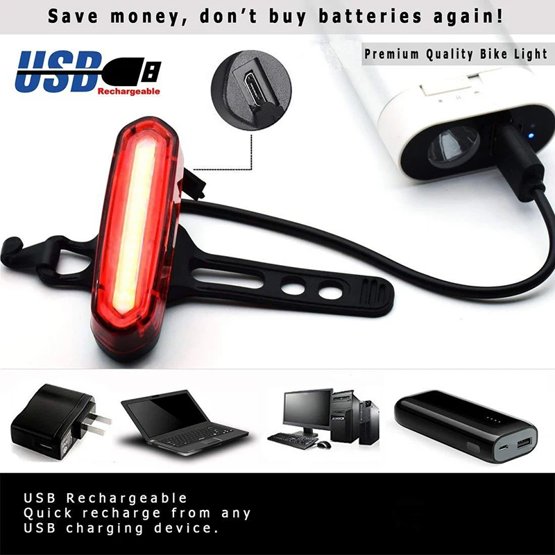 Sale Dropshipping USB Rechargeable Bicycle Rear Light Cycling LED Taillight Waterproof MTB Road Bike Tail Light Back Lamp for Bicycle 7