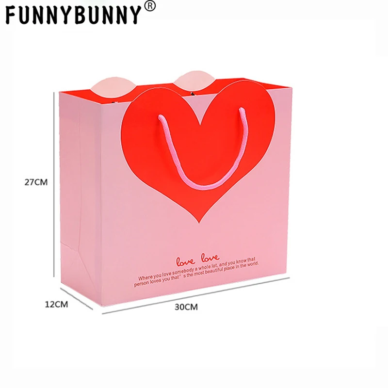 FUNNYBUNNY Valentine розовые красные бумажные подарочные пакеты/товары на День Святого