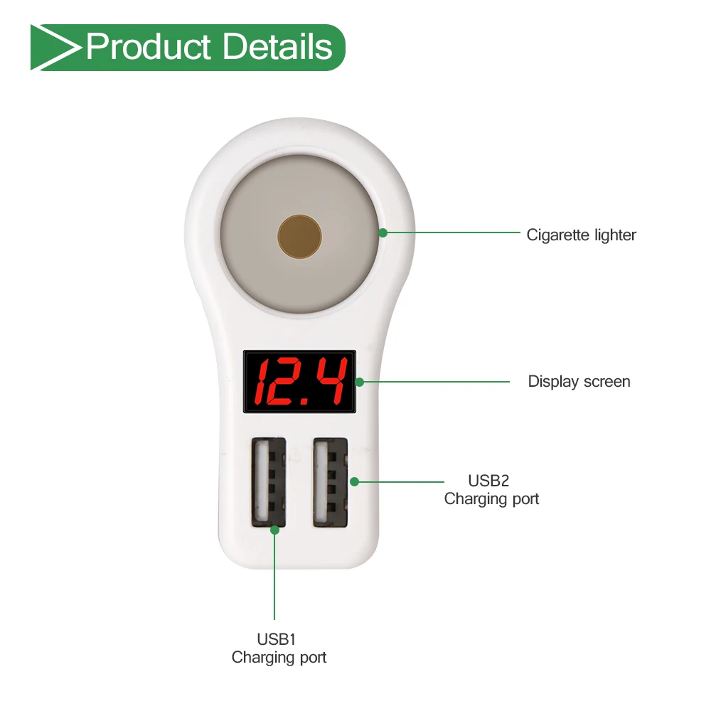 ONEVER Автомобильный USB электронный прикуриватель 120 Вт мощность 12-24 В 5 в 2.1A двойной зарядное устройство USB для телефона напряжение с светодиодный дисплей