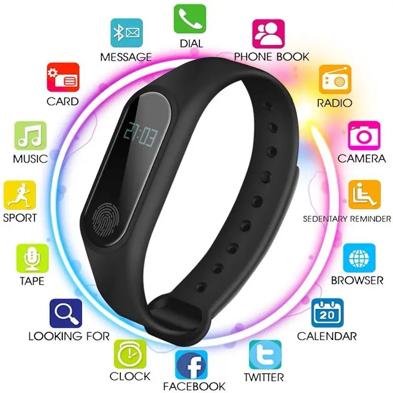 Men's Women's Waterproof IP67 M2 Watch+Watchbands Fitness Heart Rate Monitor Blood Pressure Pedometer Bluetooth Smart Wristband