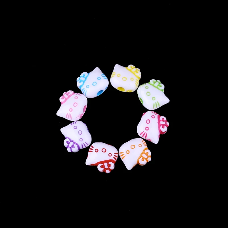100 шт./лот смешанные Цвет рисунок Hello Kitty Пластик Бусины для детей браслет