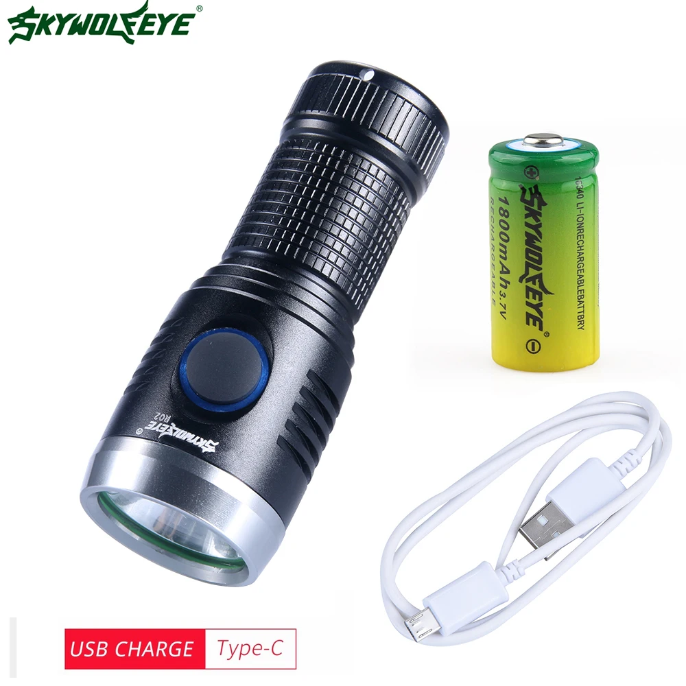 USB Flashlight Type C USB Direct Charging 3 mode Torch Small mini LED
