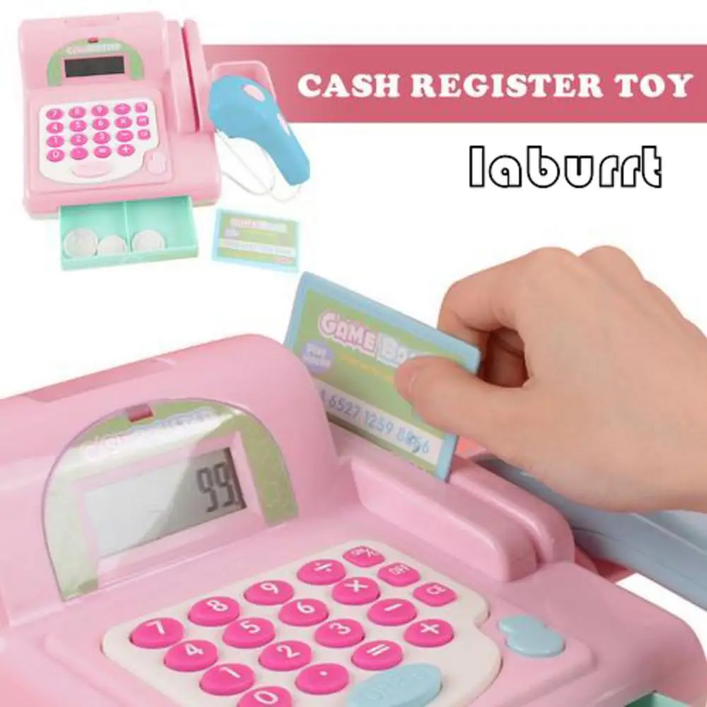 Прочный кассовый аппарат Игрушка-ролевые игры обучающая игрушка кассовый аппарат со сканером микрофон калькулятор продуктовый дошкольник игрушка - Цвет: Pink