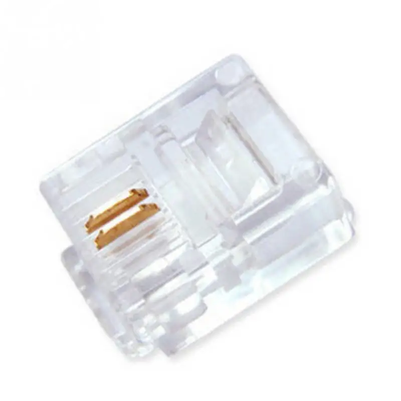 

100Pcs 6P2C RJ11 Connector 6P2C Modular Ethernet Cable Head Plug Gold-plated 6P2C RJ11 Crimp Network RJ 11 Connector