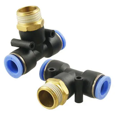 2 Pz Air 1/2 "Filo 12Mm One Touch Push In T Raccordi Misto Veloce