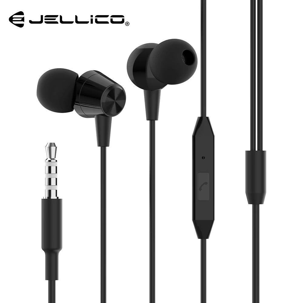 Jellico 3,5 мм 1,2 м наушники-вкладыши для iPhone Hi-Fi стерео проводные наушники для Xiaomi наушники для компьютера бас с микрофоном - Цвет: Black