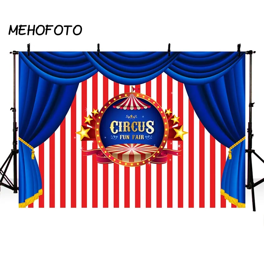 

MEHOFOTO Birthday Circus Tent Carnival Photography Backdrops Stripe Curtain Backdrop Party Decor Photo Background for Custom