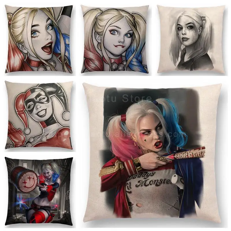 Handmade harley quinn Cushion Cover The Evil Sweetie Harls Throw Pillow