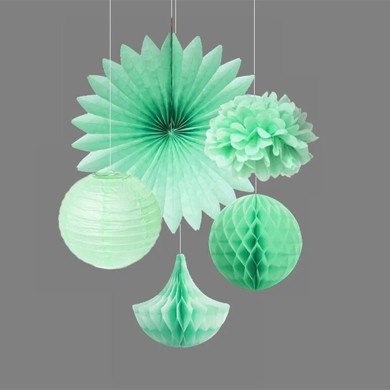 5Pcs Paper Honeycomb Balls Tissue Pom Lantern Party Wedding Hanging Decoration 