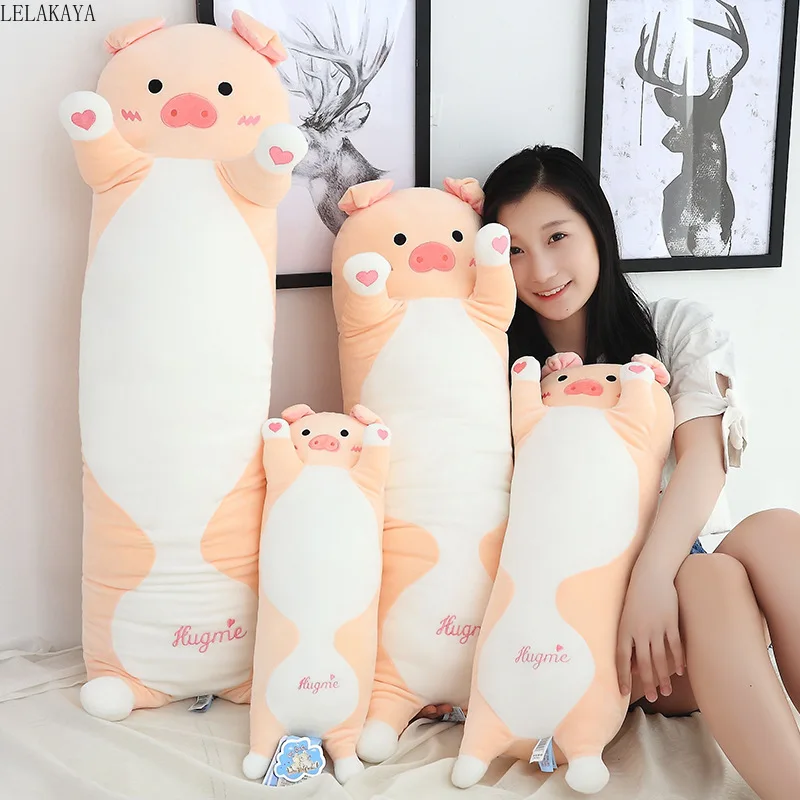 

1PCS Cute Cat Pig Rabbit Cartoon Plush toys Soft Stuffed Animals Sleeping Long Neck Decorative Pillow Cushion Doll 50~130CM new