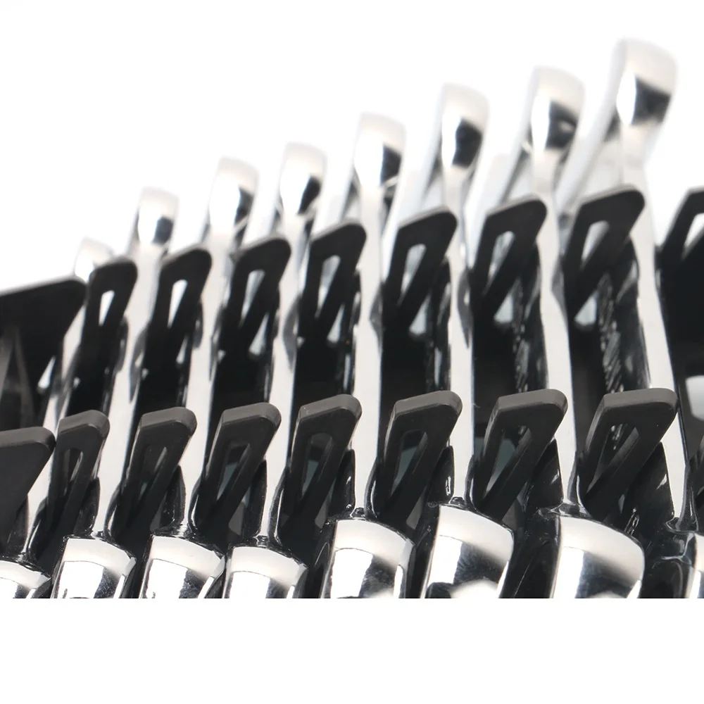 VECONOR 8 pieces full polished ratchet wrench set in plastic storage rack ratcheting gear key wrench 8-18mm