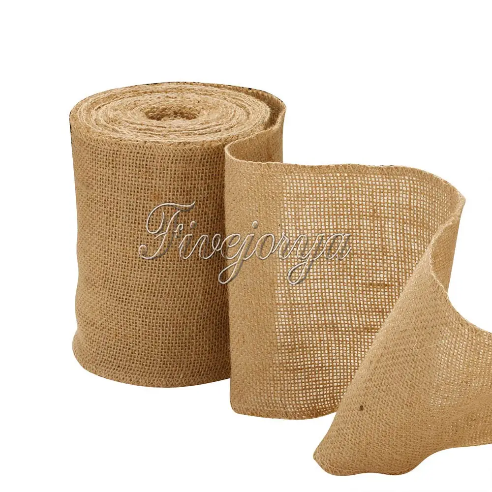 10M 15CM Vintage Jute Burlap Roll Lace Hessian Table Runner Wedding Party Chair Bands Sash Banquet