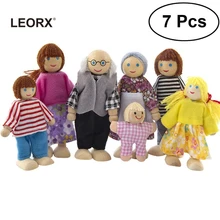 7 шт., деревянные куклы, ролевые игры, набор, куклы, семья для детей, детская фигурка, игрушка, кукольный домик, подарок, Обучающие Детские игрушки