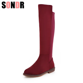 

FFashion women casual Mid-Calf boots shoes Scrub PU women Female Winter Warm Round Toe Slip-On flat Snow Boots shoes mujer
