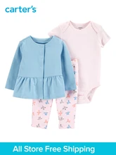 3pcs striped bodysuit pull on bird pants snap up bow jacket set Carter s baby girl