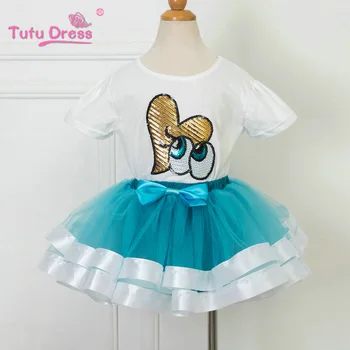 

Girls Birthday Clothing Sets Kids Summer White Sequin Top and Girl Tulle Skirt with Bow Children Suits Clothing Set Retail