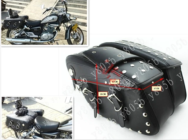 Motorcycle Pu Leather Side Bag Saddle Bags For Kawasaki Vulcan