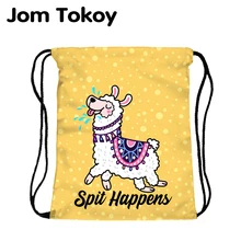 JomTokoy модный Дамский рюкзак со стягивающим шнуром Альпака Печать Путешествия Softback женская сумка со шнурком сумки skd27137