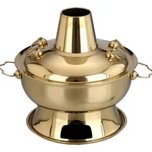 34 см Имитация меди из нержавеющей стали утолщение электрические Углеродные двойного назначения сплит традиционный Старый Пекин горячий горшок трения блюдо