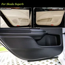 4 шт. интерьер двери из углеродного волокна боковой край анти-Kick защиты Pad наклейка для Skoda Superb