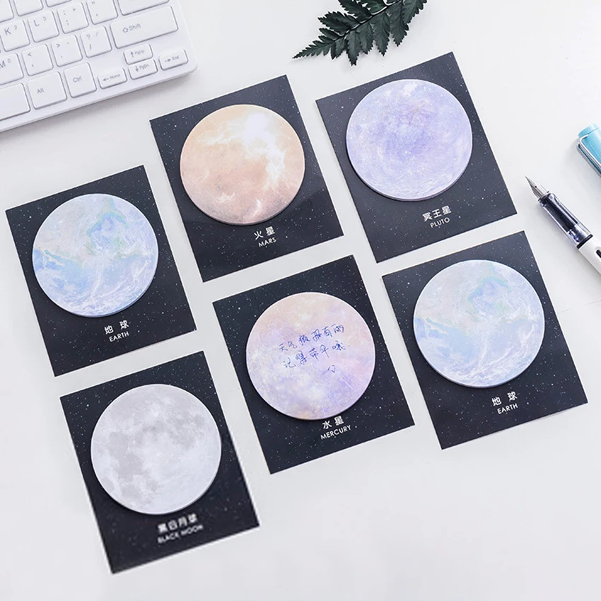 30sheet Planets Series Cute Paper Self-Adhesive Memo Pad Sticky Notes Bookmark Student Stationery Office School Supplies 168pcs set 13x38mm paper label self adhesive sticky white label writable name stickers blank note label bar diy notebook