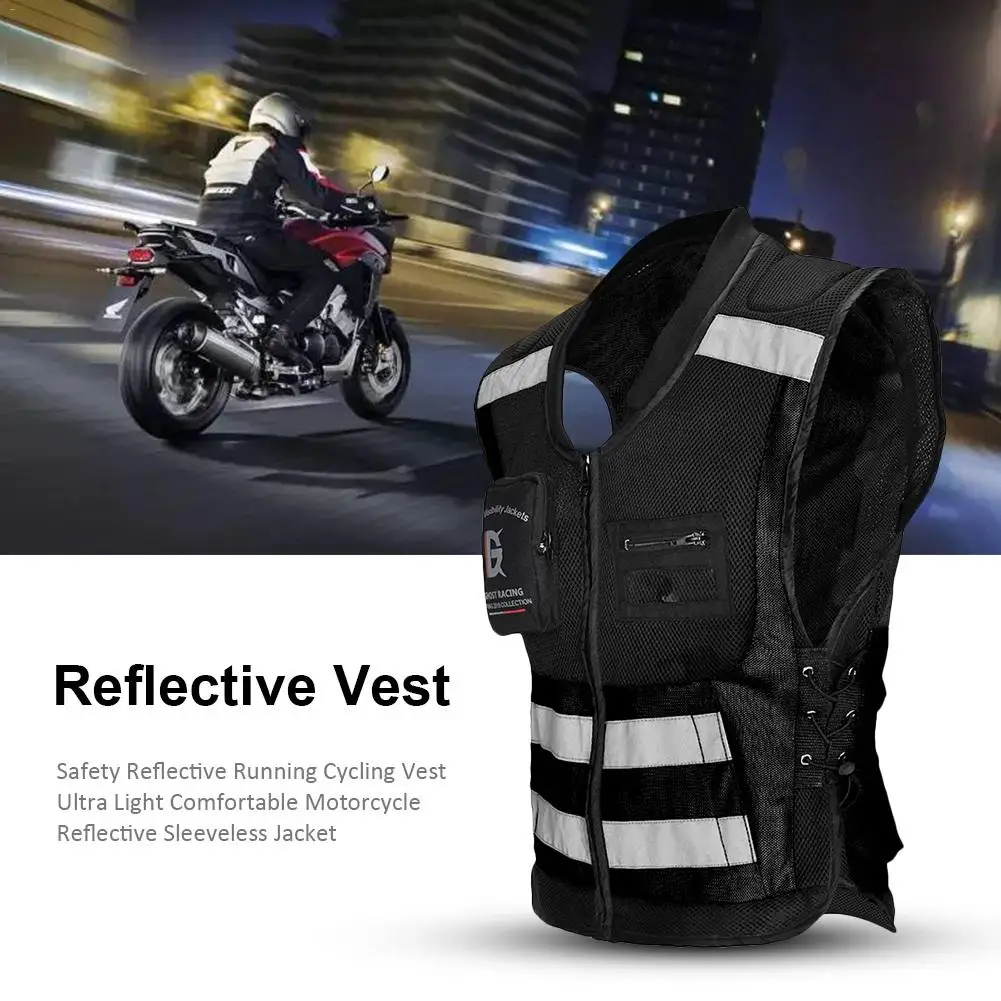 Комфортный светоотражающий жилет для бега и велоспорта, ультра-светильник, светоотражающий жилет без рукавов для мотоцикла - Название цвета: XL