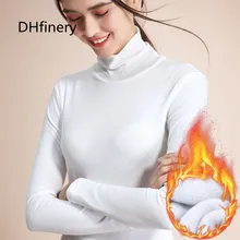 DHfinery плюс бархат белые футболки женские на осень-зиму long-sleeve mesh теплая футболка Женская Большие размеры s-4XL sg23008-1