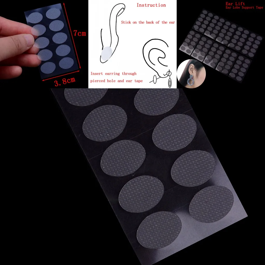 

Hot 10 Sheets Invisible Ear Lift For Ear Lobe Support Tape For Stretched Or Torn Ear Lobes Relieve Strain From Heavy Earrings