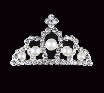 

(120pcs/lot) Excellent Handmade Crystal Rhinestone Pearl Crown Button Flatback Alloy Pearl Button For Costume/Party Decoration
