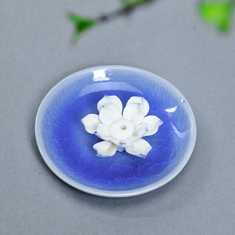 Керамическая курильница двойного назначения ручной работы Jingdezhen|lotus incense burner|incense