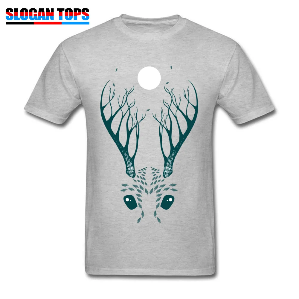 Forest Spirit Crewneck T-shirts Lovers Day Tops Tees Short Sleeve 2018 Popular 100% Cotton Normal T Shirt Gift Men's Forest Spirit grey