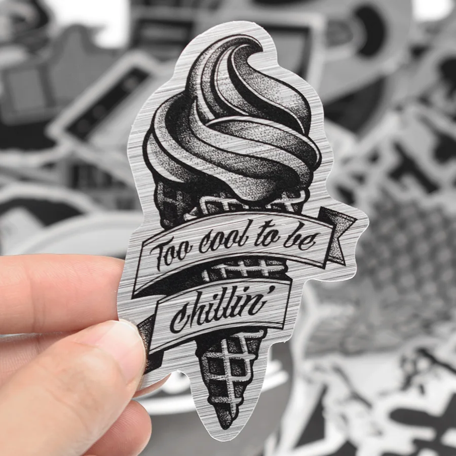 50 قطعة معدنية اللون الأسود والأبيض ملصق لعب للأطفال العلامة التجارية الشرير JDM ملصقات لديي محمول حقيبة لوح التزلج سيارة 50 قطعة معدنية اللون الأسود والأبيض ملصق لعب للأطفال العلامة التجارية الشرير JDM ملصقات لديي محمول حقيبة لوح التزلج سيارة