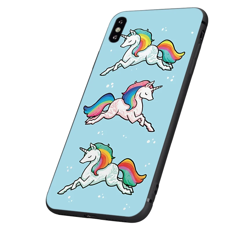 Черный чехол из ТПУ для iphone 5 5s se 6 6s 7 8 plus x 10 силиконовый XR XS 11 pro MAX с единорогом