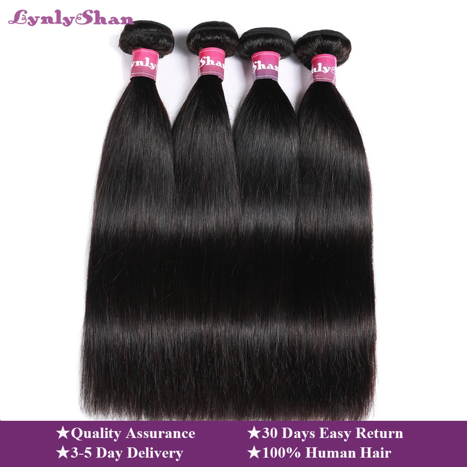 Lynlyshan, перуанские волнистые пряди, высокое соотношение, прямые человеческие волосы, 3/4 пряди, накладные волосы, человеческие волосы Remy 8-30 дюймов