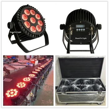 

(Flightcase) 8pcs Wedding dance light par 64 led rgbwa flat par ip65 disco dmx par led 5in1 9x15w